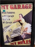 Vintage Style Metal Sign, My Garage My Rules and