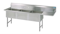 STAINLESS STEEL 3 COMPARTMENT SINK 10" RISER