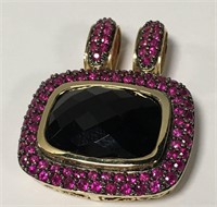 14k Gold Le Vian Pink Sapphire And Onyx Pendant
