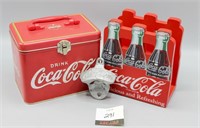 Coca Cola Bottle Opener & Tin & Napkin Holder