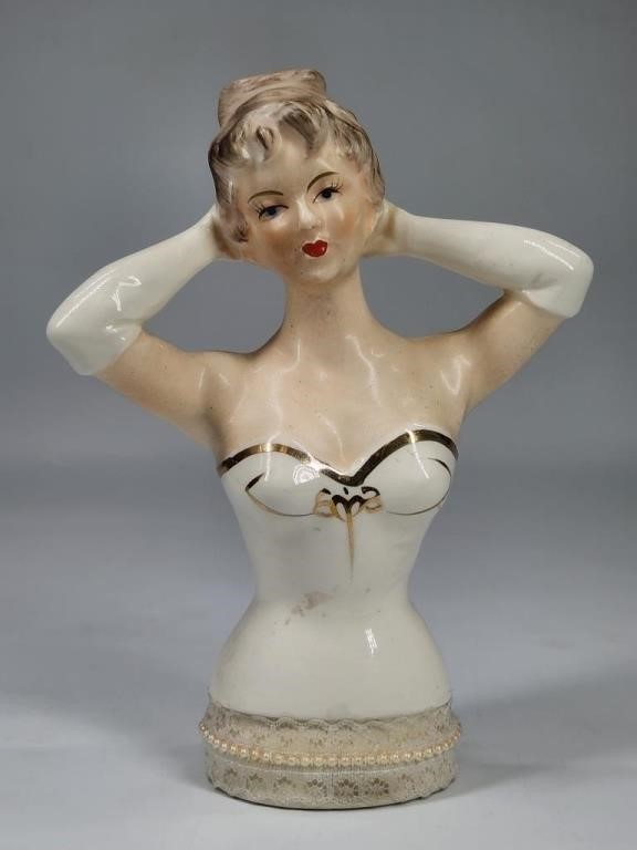 VINTAGE PORCELAIN HALF DOLL