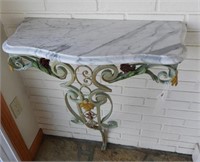 Vintage floral metal decorated frame marbletop