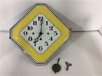 8 Day Antique German Enamel Winding Clock with