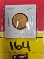 1898 LIBERTY 5 DOLLAR GOLD PIECE
