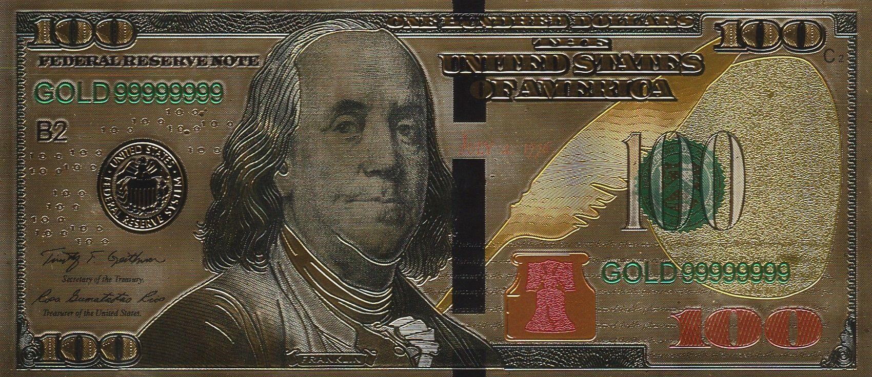 Lot of Gold Toned US Bank Note Facsimiles