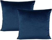 Dark Blue Velvet Cushion Covers x2