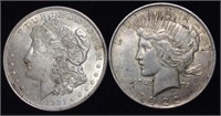 1921 MORGAN SILVER DOLLAR COIN & 1922 PEACE SILVER