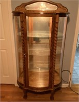 Antique Oak Barley Twist Front Display Cabinet