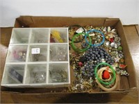 Flat of Costume Jewelry Pieces & Parts