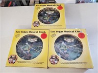3 Las Vegas Musical Clocks in Boxes