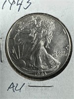 1943 Silver Walking Liberty Half-Dollar AU+