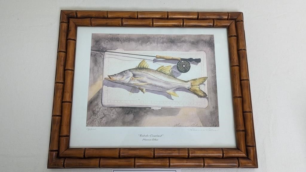 ROBOLO COUCHANT BY HUANNA GLASS FRAMED, SIGNED, AN