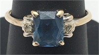 10k Gold Ring With Blue And Clear Stones