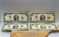 FOUR $2 Bills US Series (ONE 1976 & THREE 1995)
