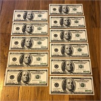 (11) Sequential 1996 US 100 Dollar Banknotes