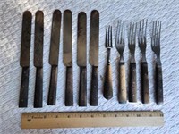 Vintage Wooden handle knives and forks