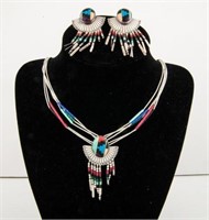 SILVER NECKLACE AND EARRINGS
