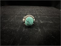 .925 Sterling Navajo turquoise ring sz 7