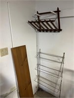 Wooden shelves boards ,metal towel rack, more