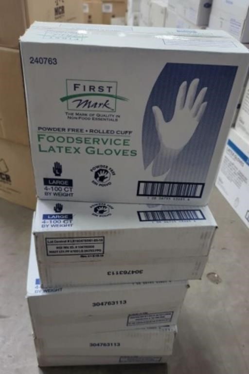4 Cases of Large Powder Free Latex Gloves