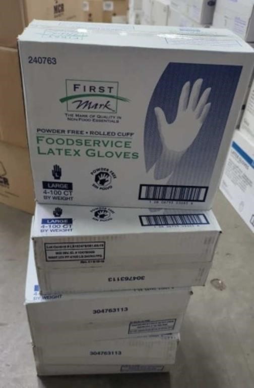 4 Cases of Large Powder Free Latex Gloves
