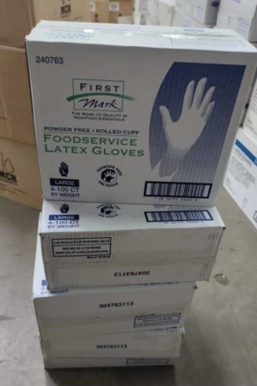 4 Cases of Large Powder Free Latex Gloves