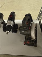 Battery operated drills and saw with charger as