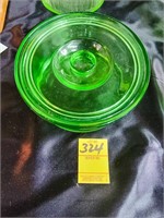 Anchor Hocking Green Uranium Glass Covered Round