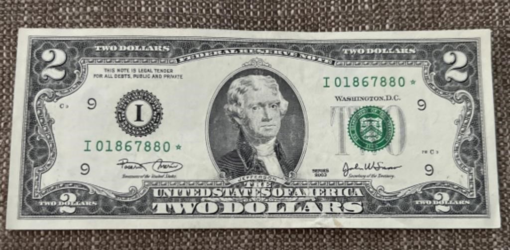 2003 star note two dollar bill rare