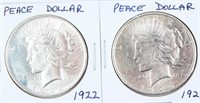 Coin 2 Peace Silver Dollars 1922 & 1925