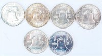 Coin 6 Key Date Benjamin Franklin Half Dollars Gem