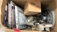 BOX OF ASST. SAW BLADES, DRILL AND HARDWARE