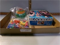 Plastic dinosaurs and blockhead game
