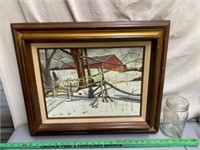 Beautiful Winter Cabin Canvas Painting by Lois