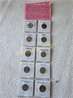 Nickel Set Lot Of 10 Coins westward journey