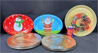 Christmas Decorative Platters & Gold Charger-Lot