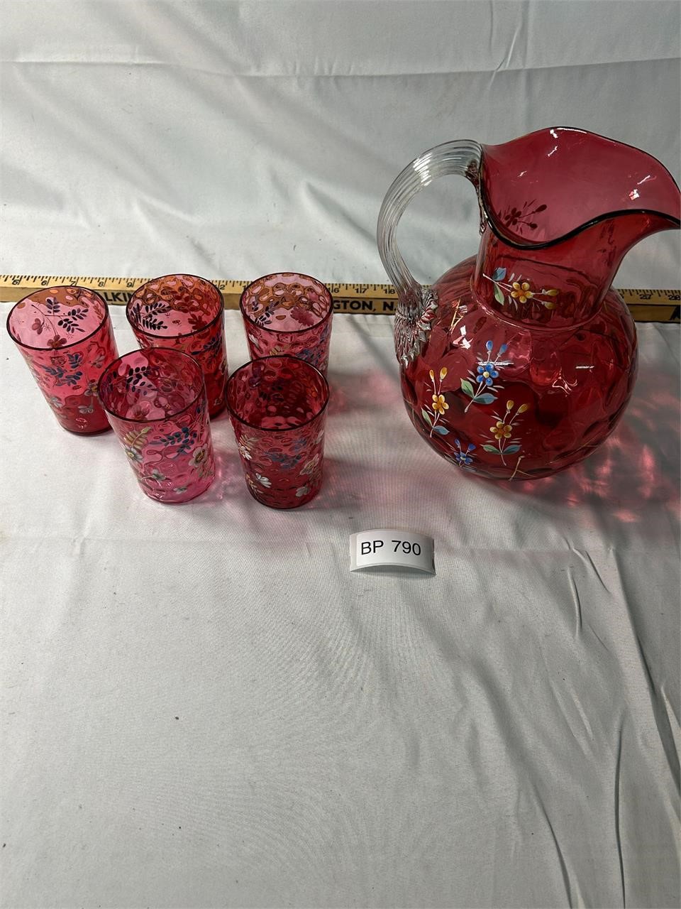 VTG Hand Painted & Blown Pitcher Glasses