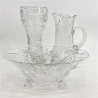 Tray- Crystal Vase, Pitcher, Footed Bowl