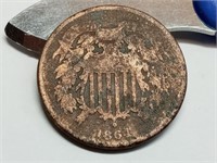 OF) 1864 US Two cent piece