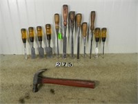 Tray lot assorted tools: Cheney, 16oz. patented