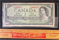 1954 BANK OF CANADA DEVILS FACE 1 DOLLAR BANK
