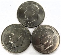 Three (3) 1971 IKE Dollars