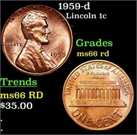 1959-d Lincoln Cent 1c Grades GEM+ Unc RD