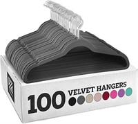 ZOBER Clothes Hangers 100 Pack, Velvet Hangers, Sp