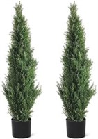 4FT Artificial Cedar Topiary Trees for Outdoors Po