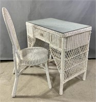Vintage Wicker Desk and Chair