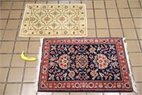 Pair Oriental Rugs 100% Wool Hand-Knotted+