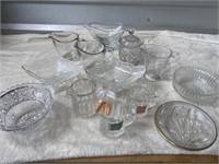 Assorted Vintage Clear Glass Items