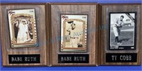 Sports cards on wood