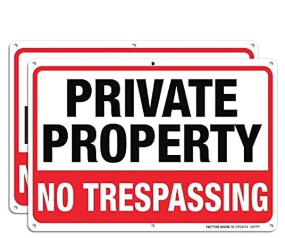 Private Property No Trespassing Metal Sign (2